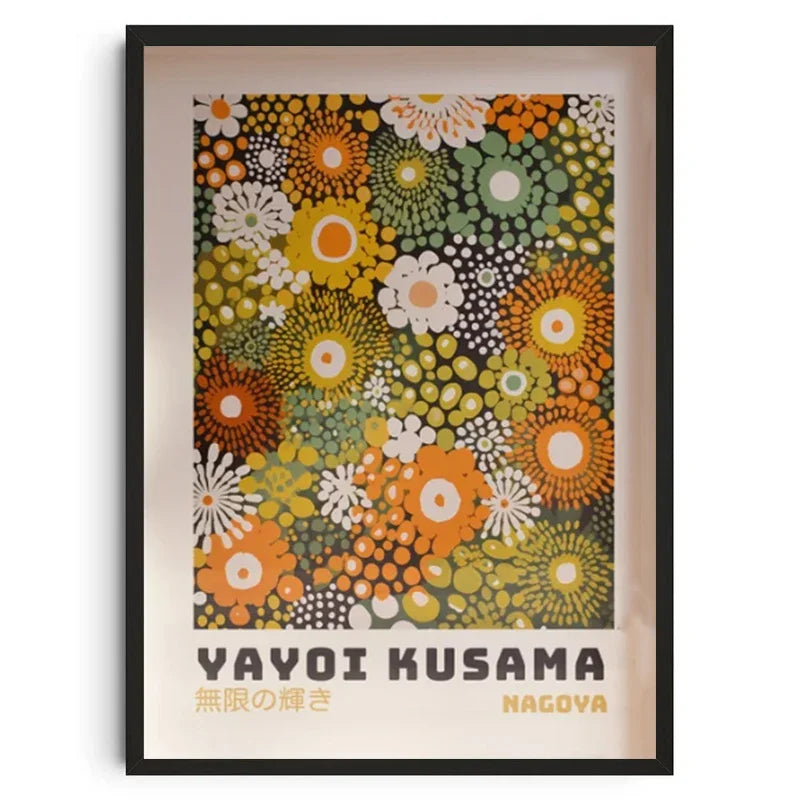 Abstract Yayoi Kusama Style Canvas Poster, Japanese Modern Art Mural Frameless Wall Art for Home Living Room Gallery Decor Peaceful Pleasures Health and Wellness