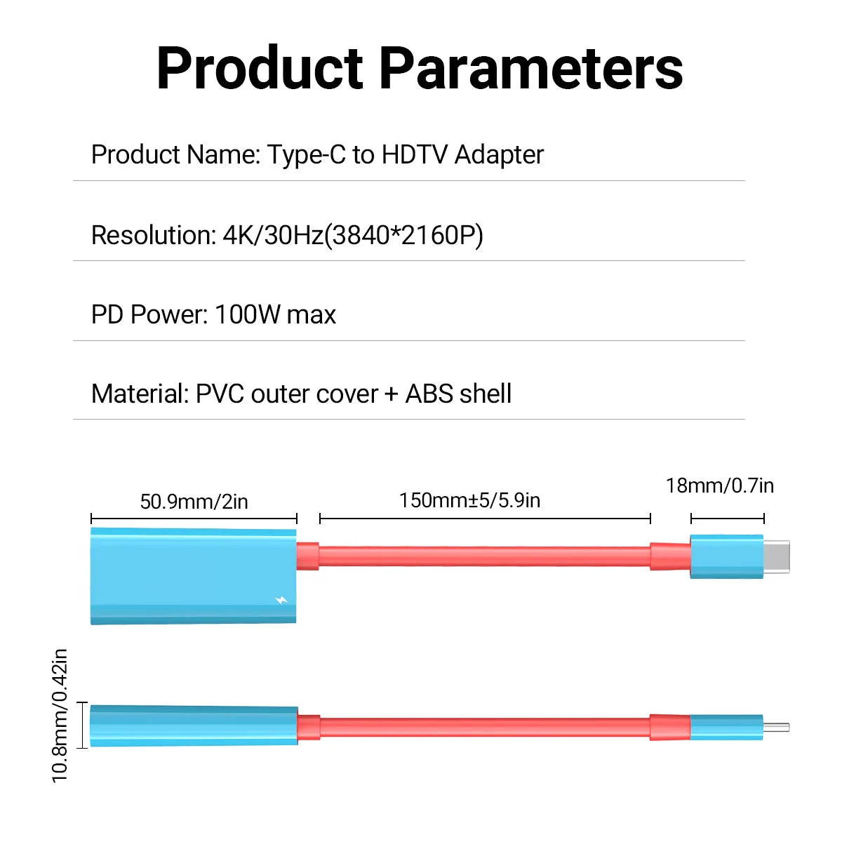 USB-C to HDMI 4K Adapter PD 100W | Switch, iPad Pro, Laptop