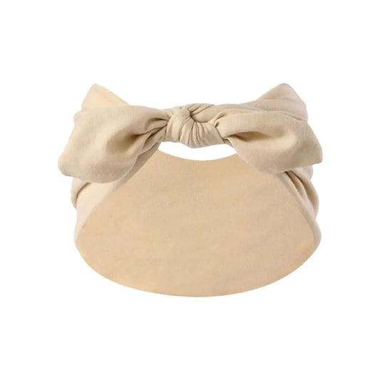 Wide Bohemian Knotted Bunny Ear Headband – Non-Slip Workout Knotted Headband Oasis Select Beige