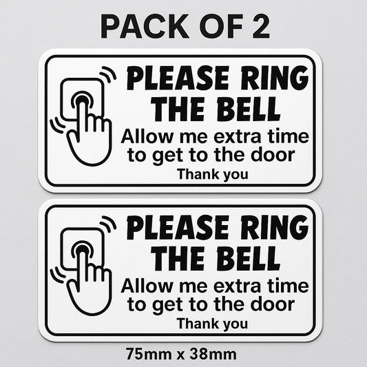 2PCs 1.5 inch x 3 inch Please Ring The Bell Self-adhesive Stickers Sign Peaceful Pleasures Health and Wellness Default Title