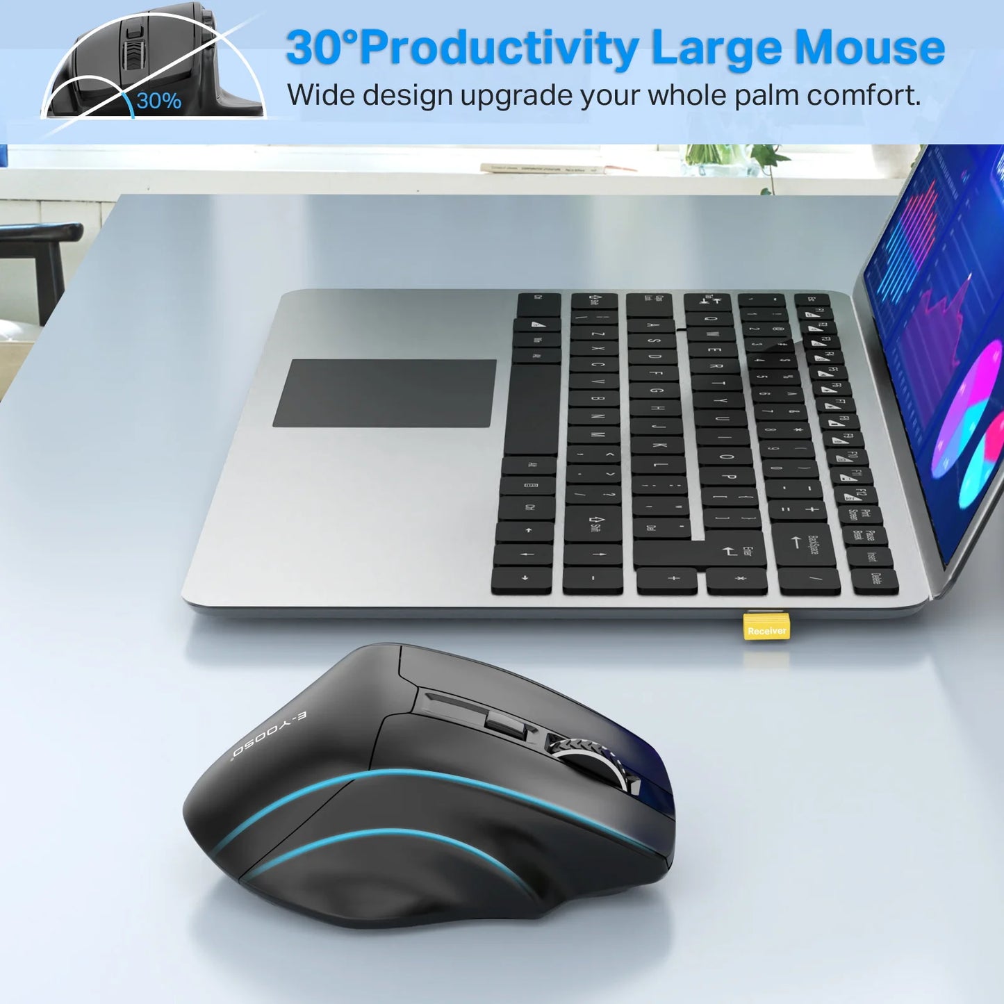 E-YOOSO X-31 2.4G Wireless Ergonomic Gaming Mouse, 4800 DPI Sweatproof & Slip-Resistant Large Optical Mouse for PC, Mac, Laptop Peaceful Pleasures Health and Wellness