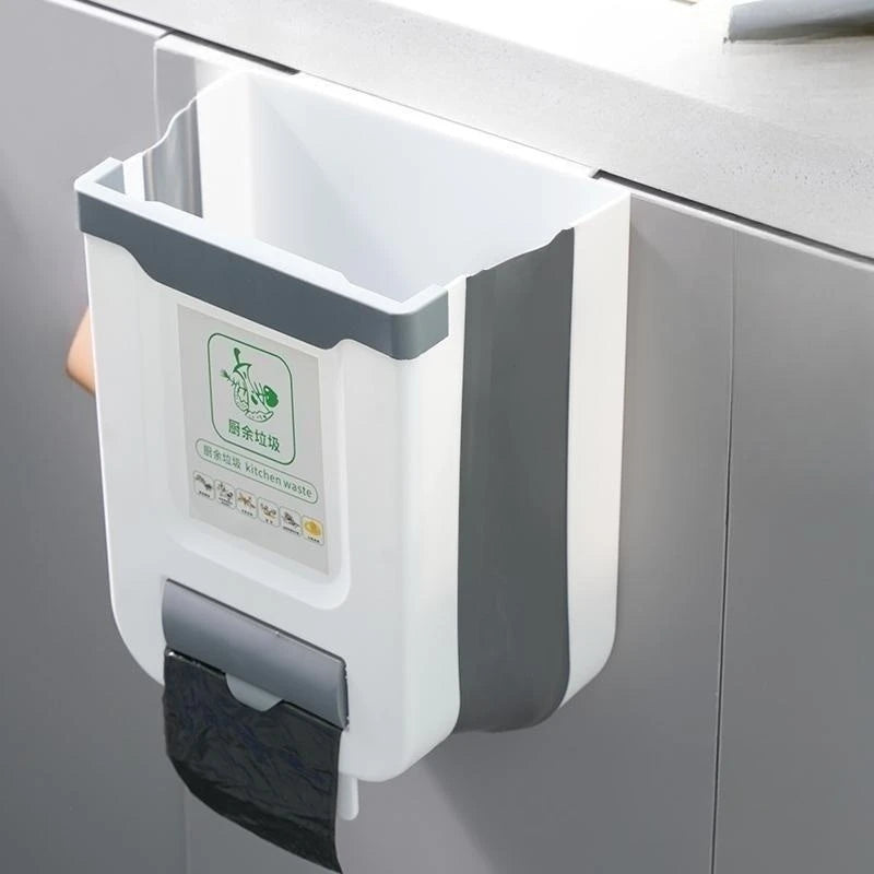 Kitchen Folding Trash Can Wall Mounted Trash Can Kitchen Cabinet Door Mounted Trash Can Folding Trash Can for Vehicles Peaceful Pleasures Health and Wellness A 7L