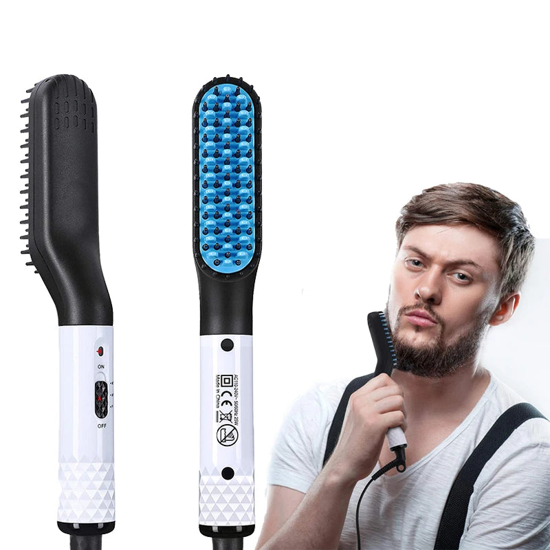 Portable 2 In 1 Electric Heated Brush Hair Straightener Straightening Men Quick Styler Beard Comb Electric Comb For Hair Peaceful Pleasures Health and Wellness
