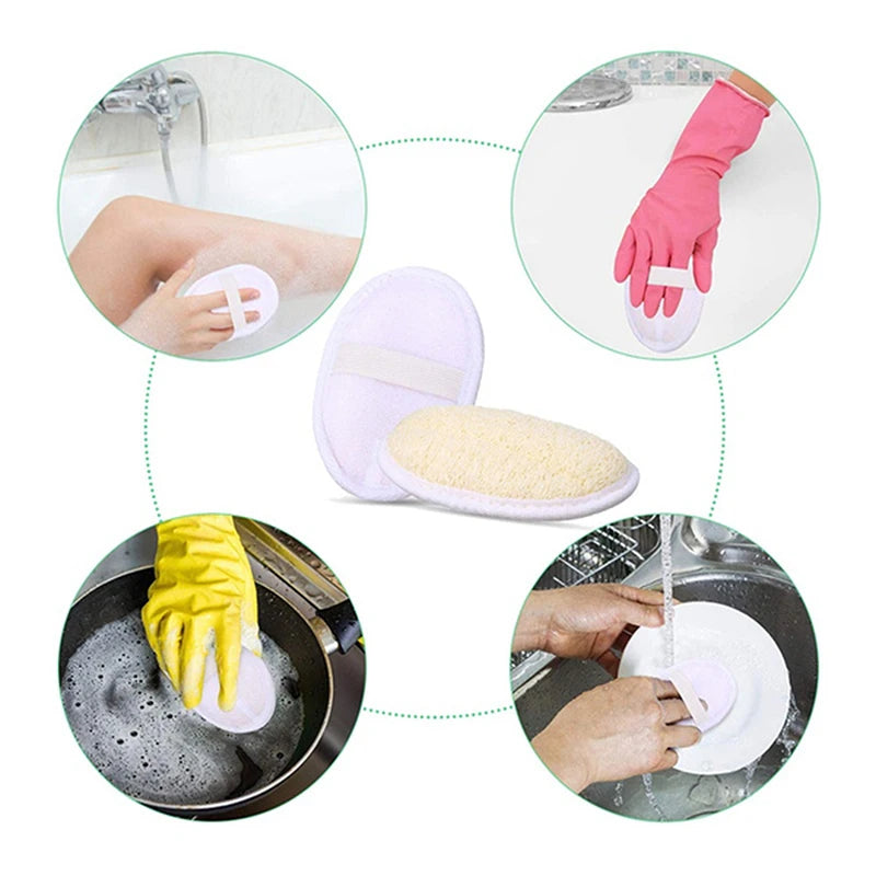 Natural Loofah Exfoliating Bath Gloves & Facial Scrub Pad