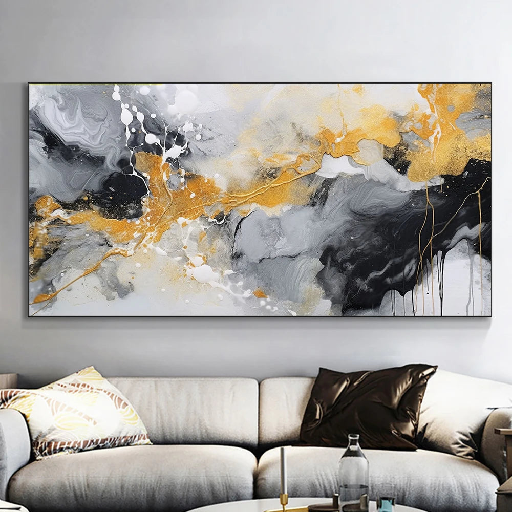 Wall Painting Abstract Golden Art Wall Pictures For Living Room Canvas Painting Home Decor Posters And Prints Vintage Cuadros Peaceful Pleasures Health and Wellness zl1 12 20x40cm