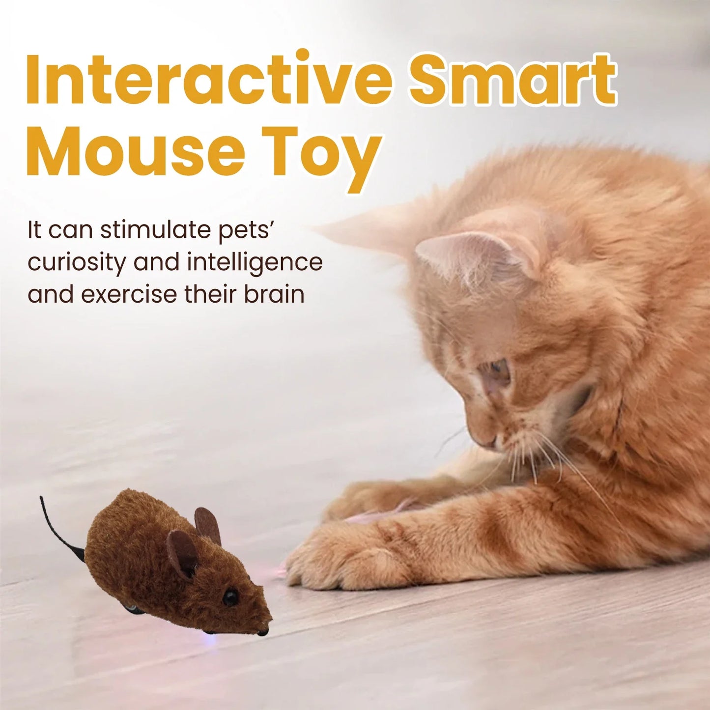 Interactive Squeaky Plush Mouse Cat Toy – Pull-Back Self-Moving