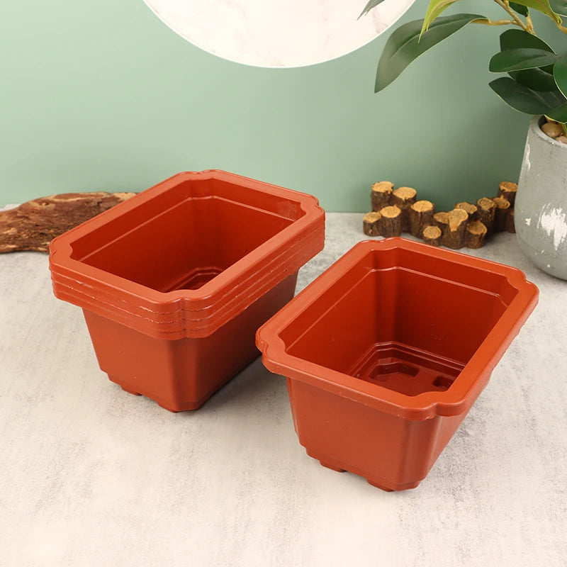 5Pcs Thicken Flowerpot Rectangular Indoor Plants Seedling Plastic Bonsai Home Office Cactus Pot Flower Pot Gardening Pot Peaceful Pleasures Health and Wellness