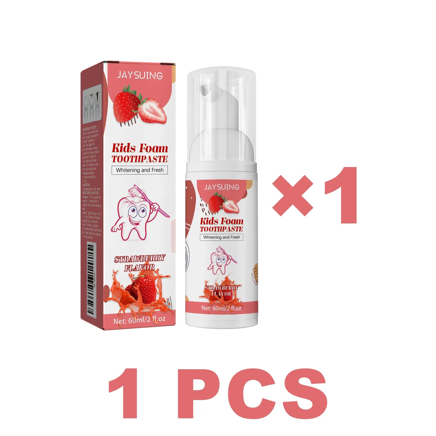 Jaysuing Kids Strawberry Foaming Toothpaste | Whitening & Fresh Breath
