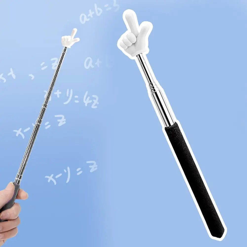 1PC Stainless Steel School Office Teaching Pointer Telescopic Rod Finger Design Teaching Stick Finger Reading Sticks Peaceful Pleasures Health and Wellness