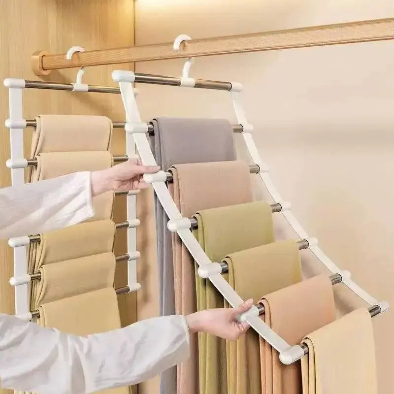 Multi-Layer Pants Hanger | Foldable Space-Saving Closet Rack Clothes Hanger Rack Peaceful Pleasures Health and Wellness