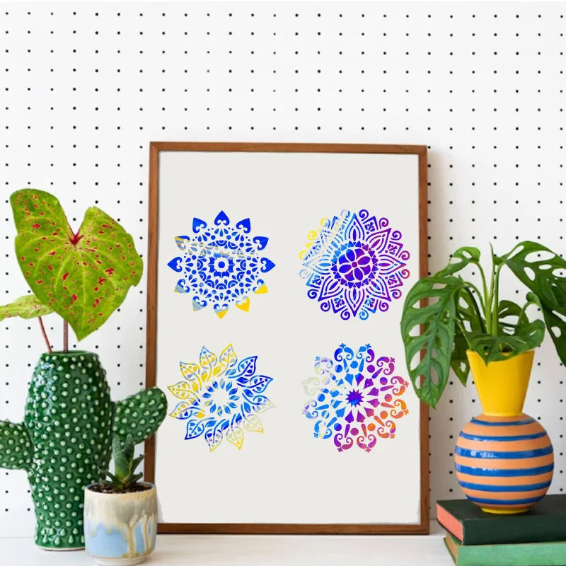 Hollow Mandala Stencils Painting Craft Templates Children Drawing