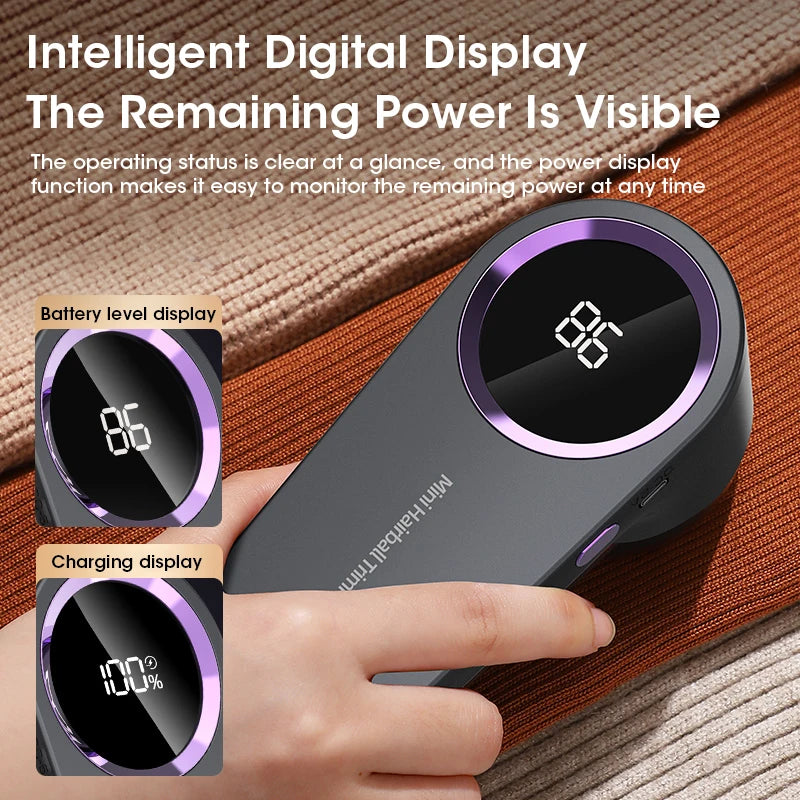 Portable Rechargeable Electric Hair Ball Trimmer Household Clothes Shaver with LED Display High-Capacity Lint Remover for Peaceful Pleasures Health and Wellness