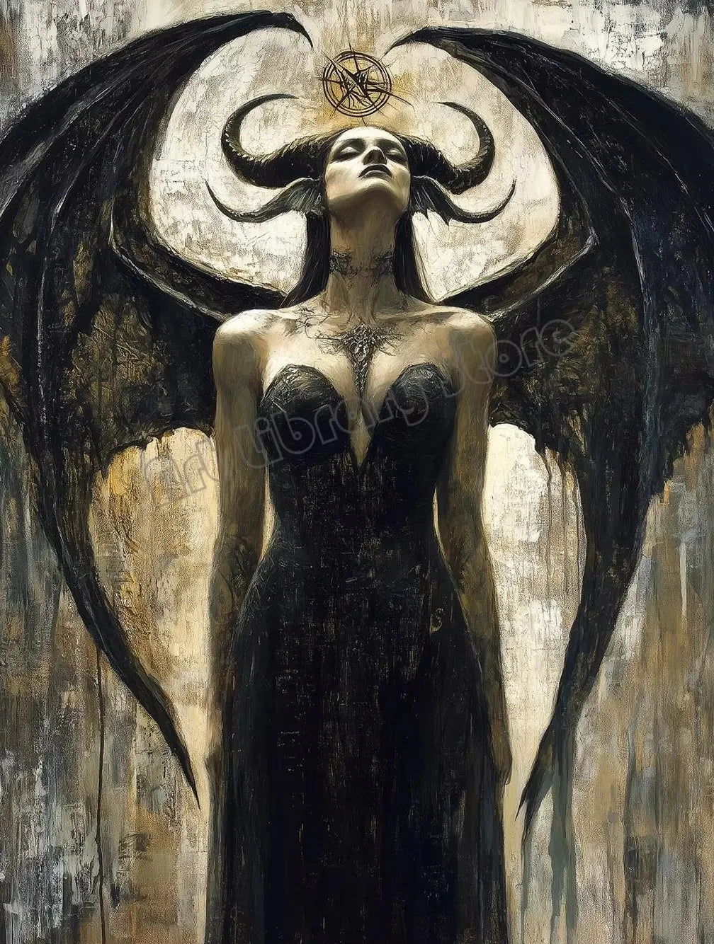 Dark Goddess Gaia/Hecate Greek Mythology Norse Witch Magic Gothic Fantasy Poster Canvas Painting Wall Art Pictures Home Decor Peaceful Pleasures Health and Wellness ZLH5402 20x30cm No Frame