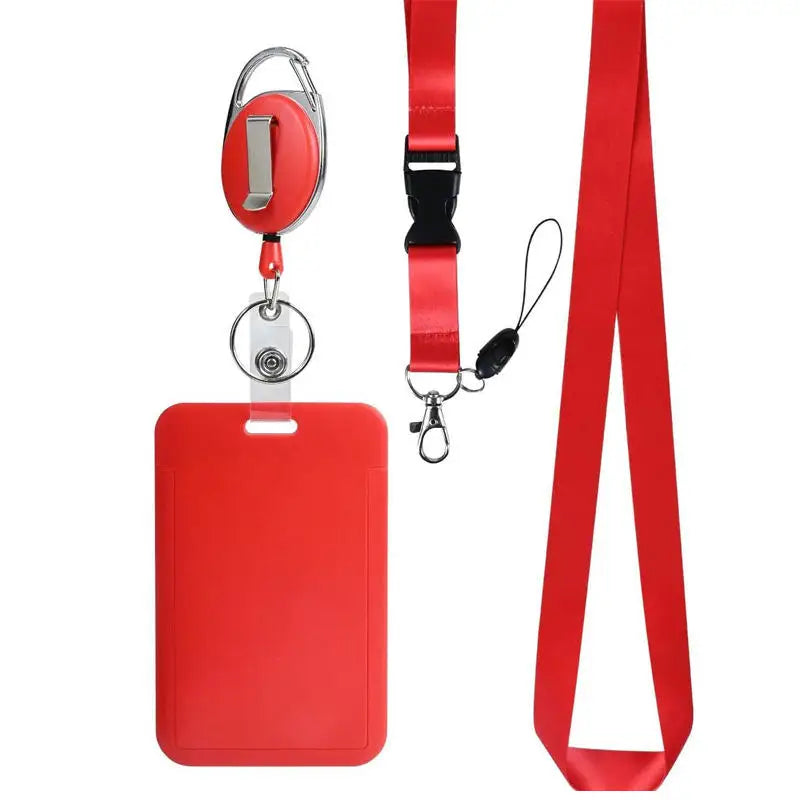 Retractable Badge Holder Reel Clip Work ID Card Holder Keychain Style Easy Pull Badge Reel for Lanyard Key Card Accessories Peaceful Pleasures Health and Wellness Red