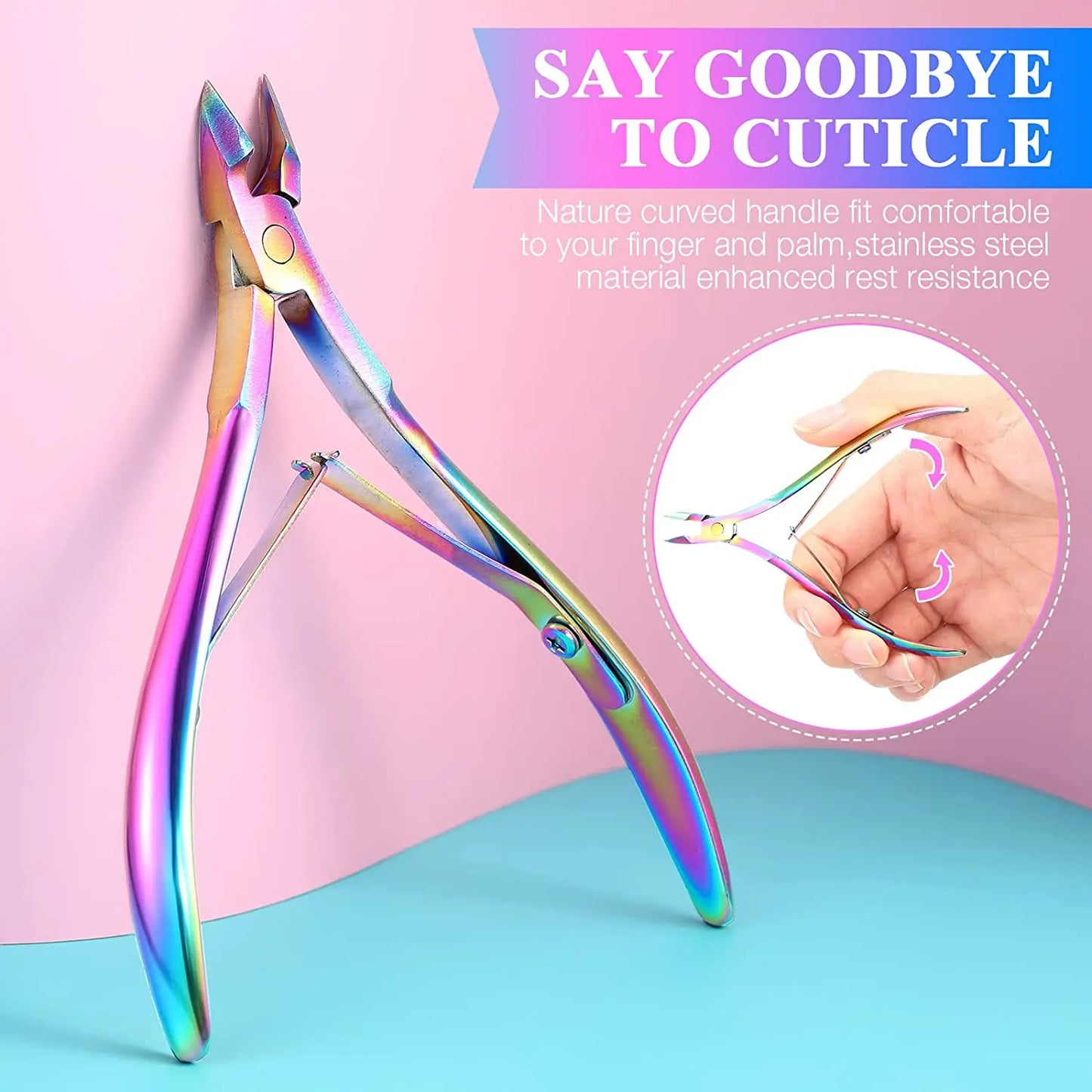 Cuticle Trimmer with Cuticle Pusher, Cuticle Remover Professional Stainless Steel Cuticle Cutter Nippers Pedicure Manicure Tool Peaceful Pleasures Health and Wellness