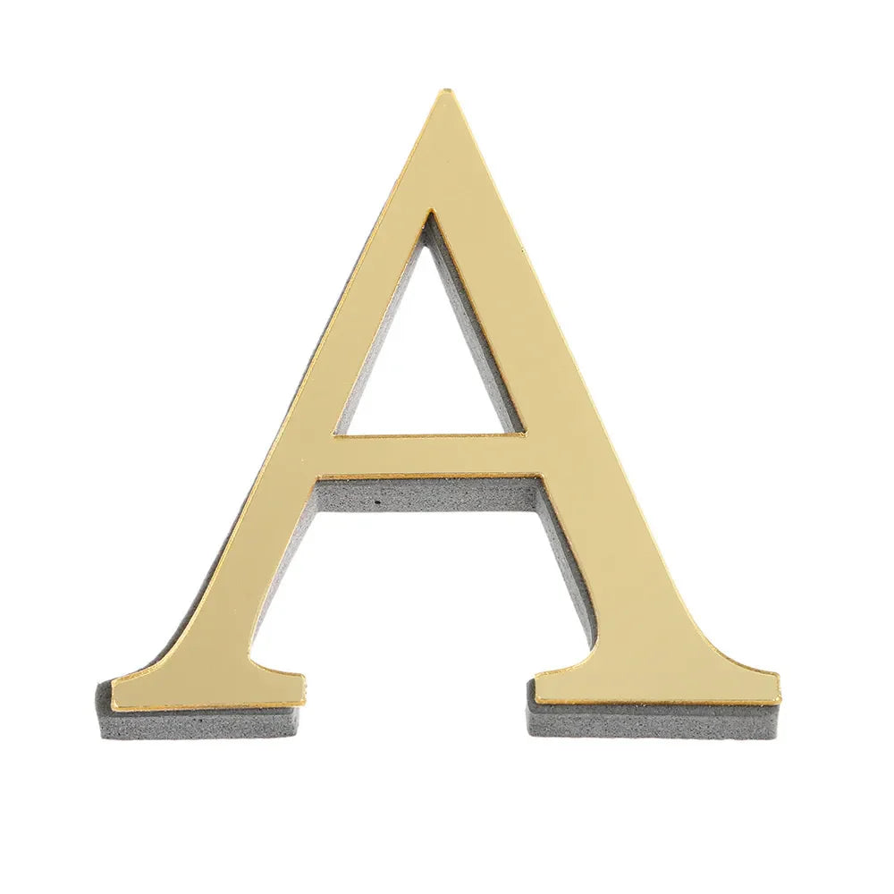 3D Mirror Acrylic Letter Wall Sticker | DIY Gold Alphabet Decal
