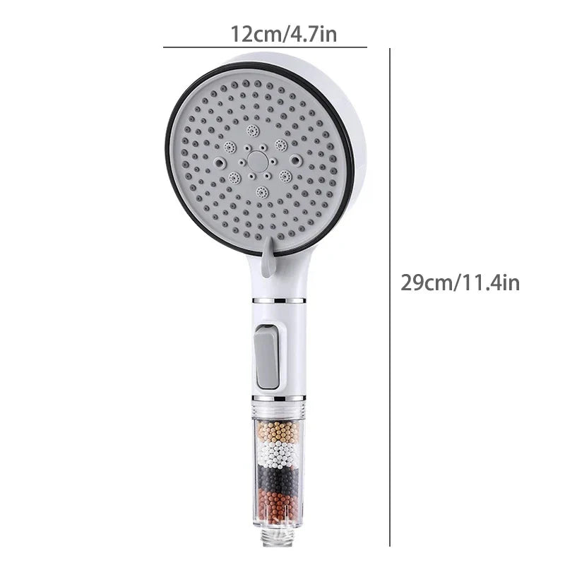 5-Mode Handheld Shower Head | Filter Beads & Pressure Boost