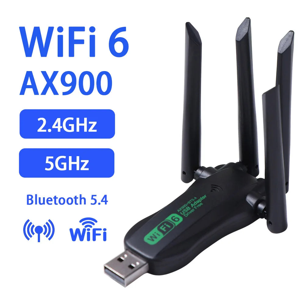 AX900 Dual Band WiFi6 USB Adapter Bluetooth 5.4 2.4G/5Ghz 900Mbps WiFi Dongle Powerful Receiver Wireless Network Card Peaceful Pleasures Health and Wellness