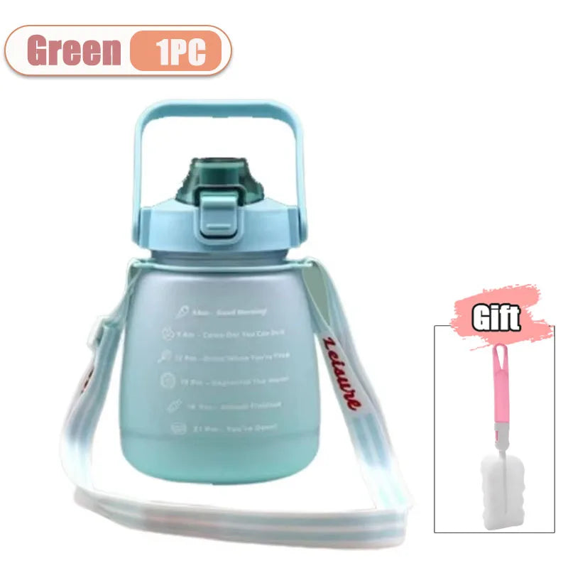 1200ml Frosted Sports Water Bottle with Shoulder Strap | BPA Free