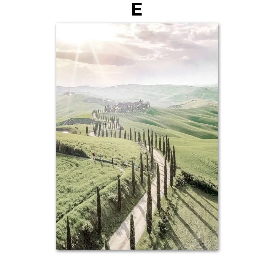 Italy Tuscany Canvas Wall Art | Mediterranean Town Print Poster