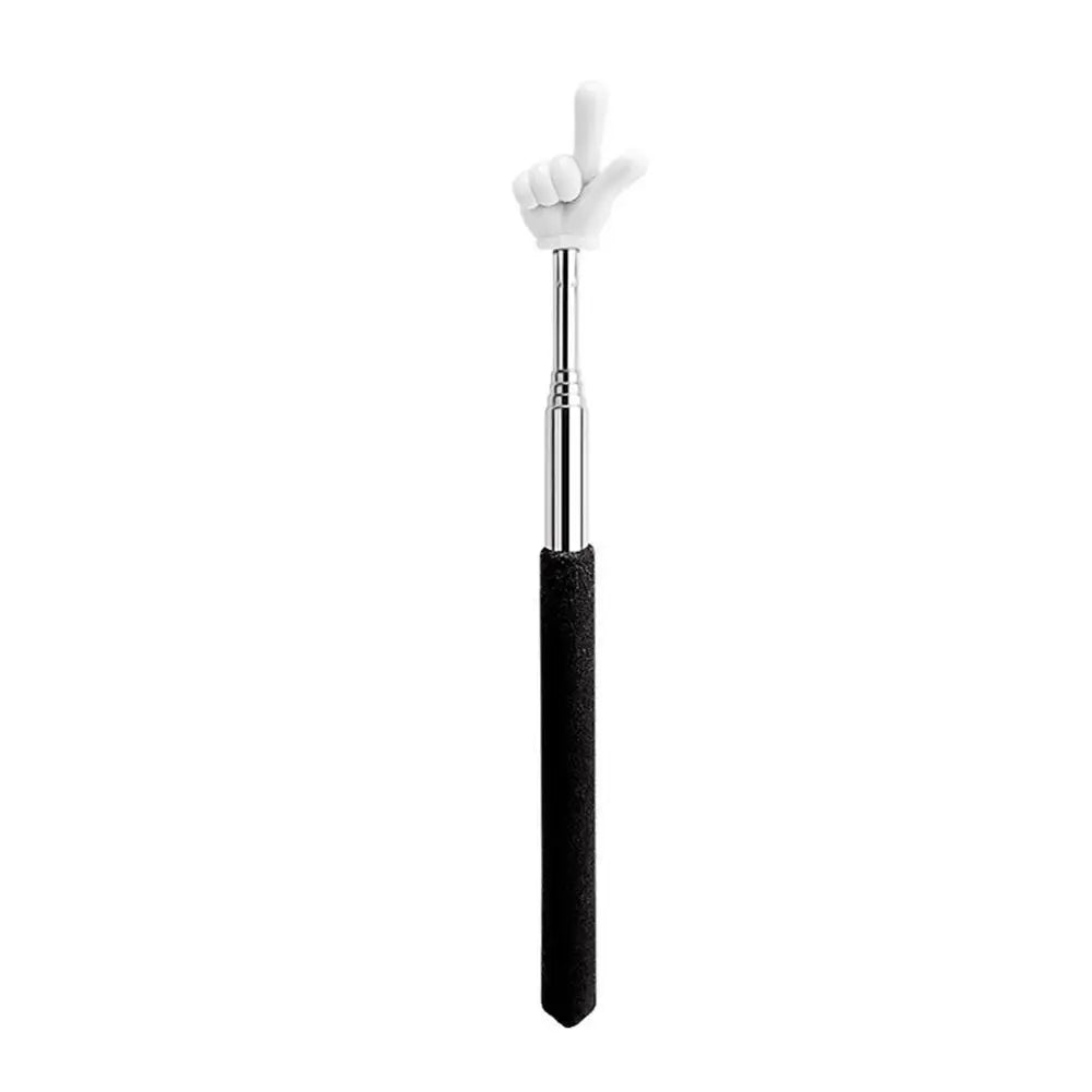 1PC Stainless Steel School Office Teaching Pointer Telescopic Rod Finger Design Teaching Stick Finger Reading Sticks Peaceful Pleasures Health and Wellness A
