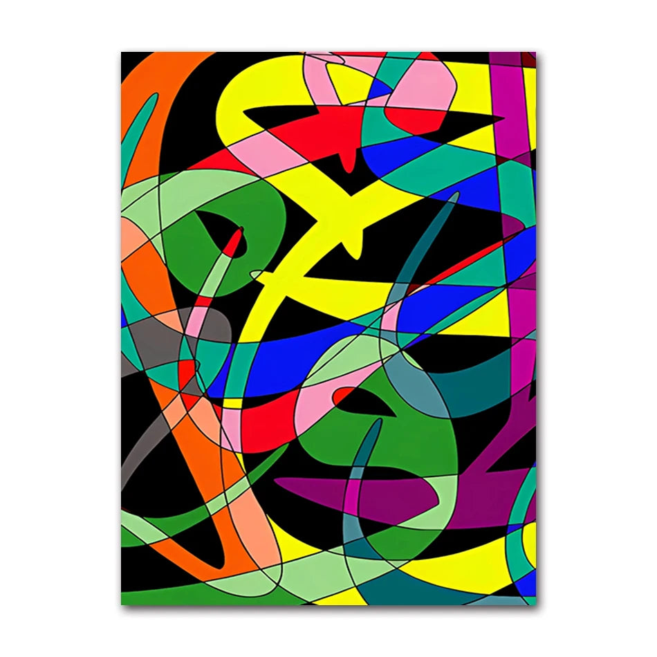 Classic Abstract Art Poster, Colorful Line Image Printing Canvas Art Painting, Used for Home Room Decoration Poster, Frameless Peaceful Pleasures Health and Wellness