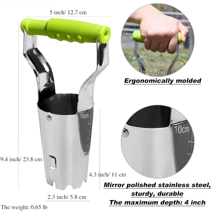 Stainless Steel Bulb Planter | Depth Marks & Ergonomic Handle