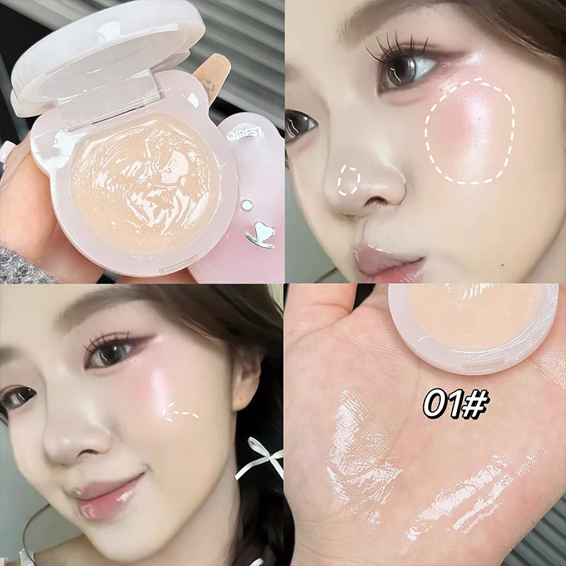 QIBEST Monochrome Blush Hydrating Cream Vitality Girl Nude Makeup Natural Smudge Blush Palette Cheek Tint Highlighter For Face Peaceful Pleasures Health and Wellness