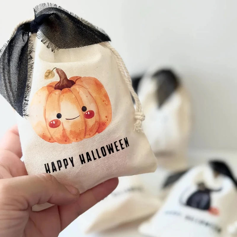 4-Pack Halloween Drawstring Treat Bags – Pumpkin, Cat & Skeleton Halloween Favor Bags Peaceful Pleasures Health and Wellness