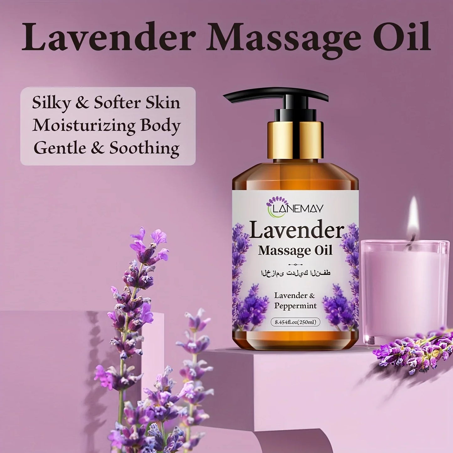 Lavender & Cooling Mint Massage Oil – Paraben-Free 250ml
