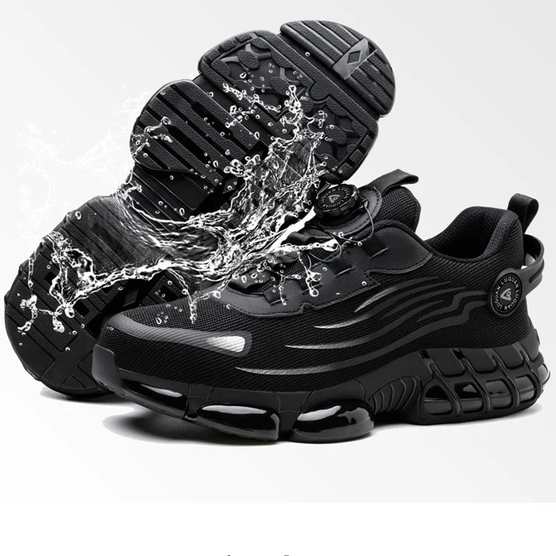 Rotary Knob Work Safety Shoes Anti-puncture Air-flying Woven Safety Shoes Construction Site Anti-slip Peaceful Pleasures Health and Wellness