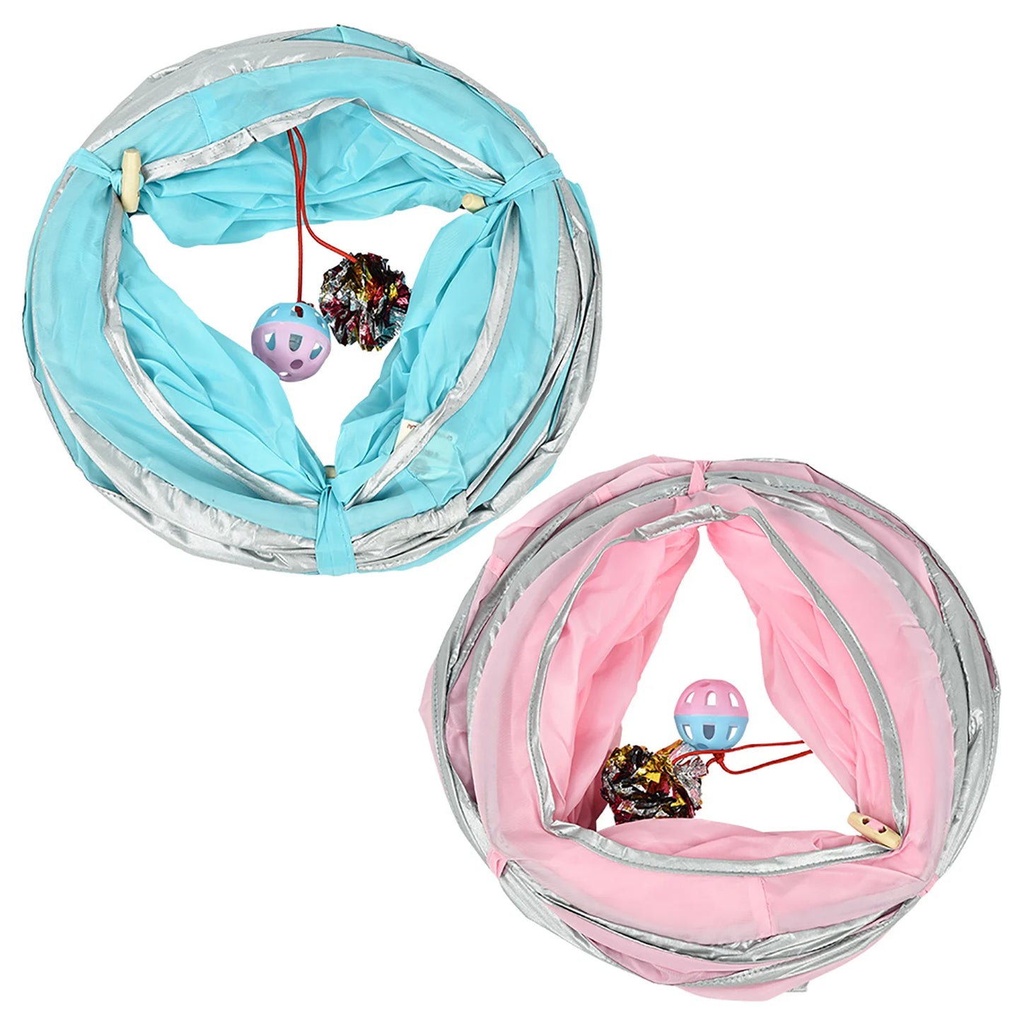 Folding Cat Tunnel Cat Cat Crinkle Folding Kitten Tunnel Play Pet Tunnel with Ball and Hole Dogs Animals for Cats Pets Peaceful Pleasures Health and Wellness
