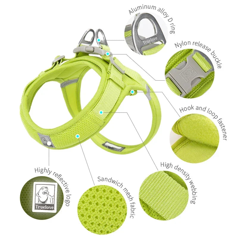 Truelove Easy to Take-on Dog Harness Soft Material Fashion Design Adjustable Reflective Pet Har TLH3013 TLH30131 Peaceful Pleasures Health and Wellness