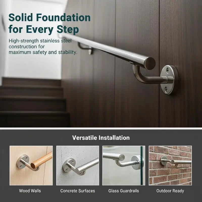 Versatile Premium Stainless Steel Handrail Bracket For Secure Home Stair Railing Support Peaceful Pleasures Health and Wellness