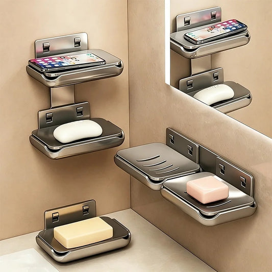 No-Drill Bathroom Corner Shelf & Soap Holder | Wall Mount Rack Bathroom Corner Shelf Peaceful Pleasures Health and Wellness