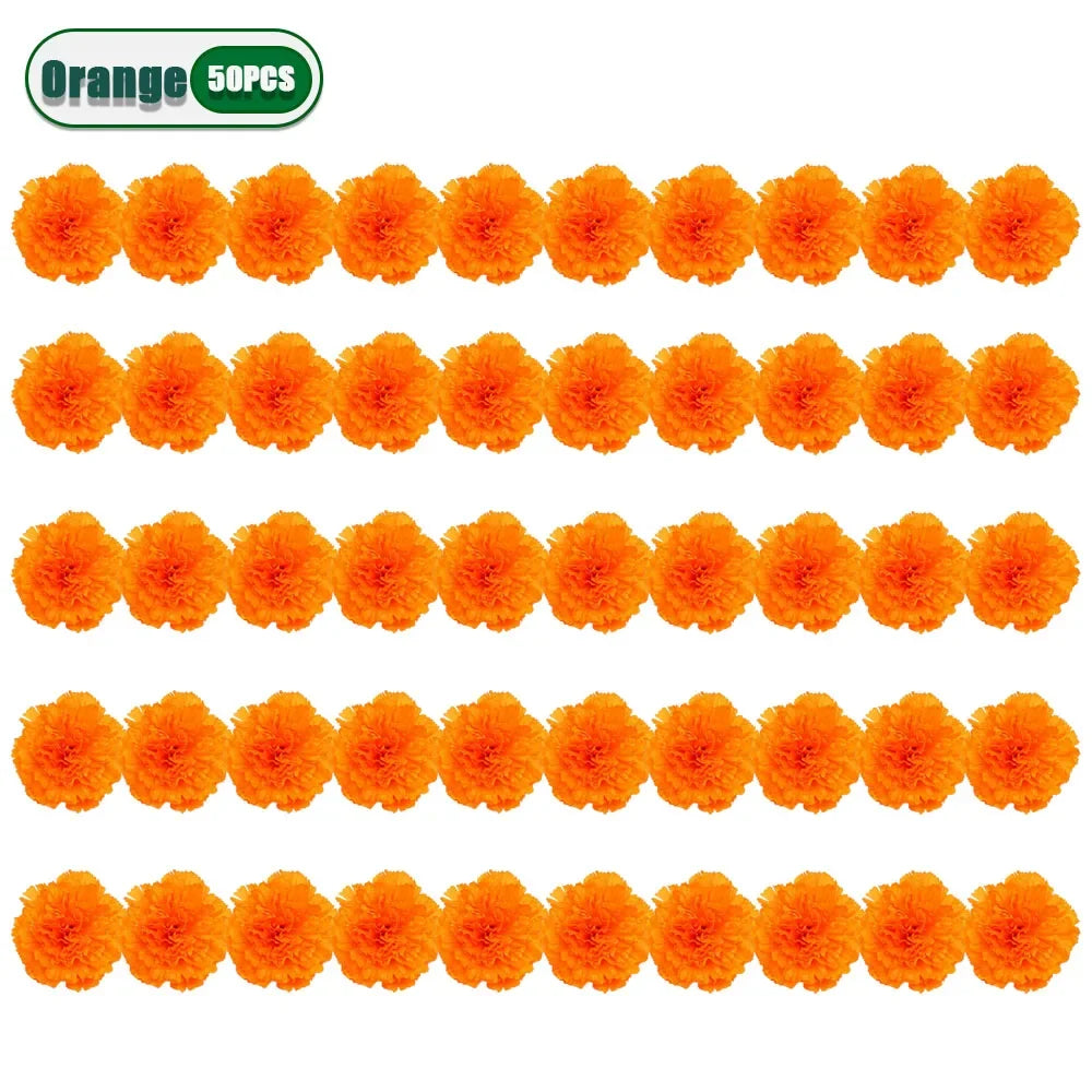 Artificial Carnation & Marigold Flower Heads – Diwali & Wedding