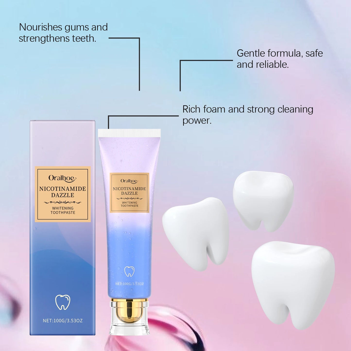 Oralhoe Niacinamide Whitening Toothpaste | Fluoride-Free, 100g