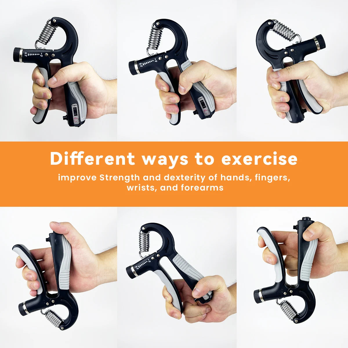 Grip Strength Trainer Adjustable Hand Grip Strengthener 11-132 Lbs (5-60Kg) Gym Rehab Forearm Trainer Peaceful Pleasures Health and Wellness