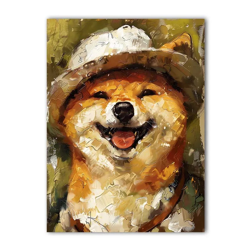 Smiling Shiba Inu Dog Canvas Wall Art | Nordic Vintage Poster Canvas Wall Art Peaceful Pleasures Health and Wellness 06 15x20cm No Frame China Mainland