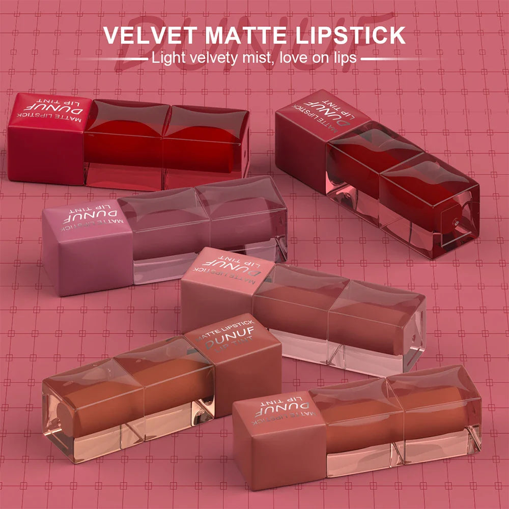 DUNUF 6-Piece Velvet Matte Lipstick Set – Waterproof & Long-Lasting