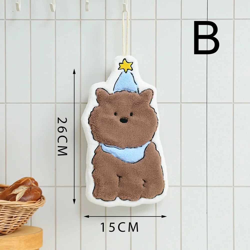 Cute Cartoon Dog Coral Fleece Hand Towel – Kitchen & Bathroom Hand Towel Peaceful Pleasures Health and Wellness B