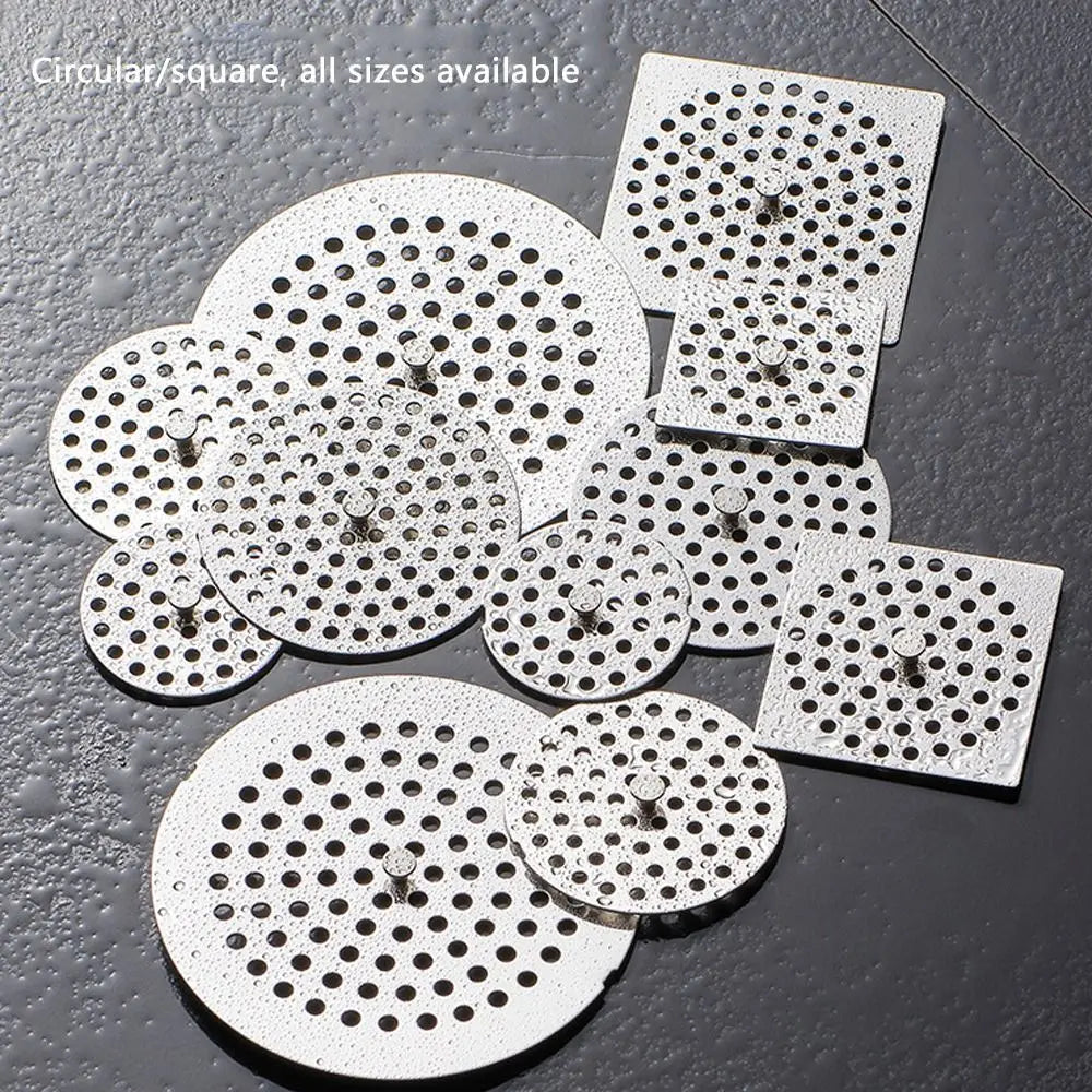 Creative Stainless Steel Floor Drain Net Cover Round Square Shape with Handle Sink Strainer Hair Filter Peaceful Pleasures Health and Wellness