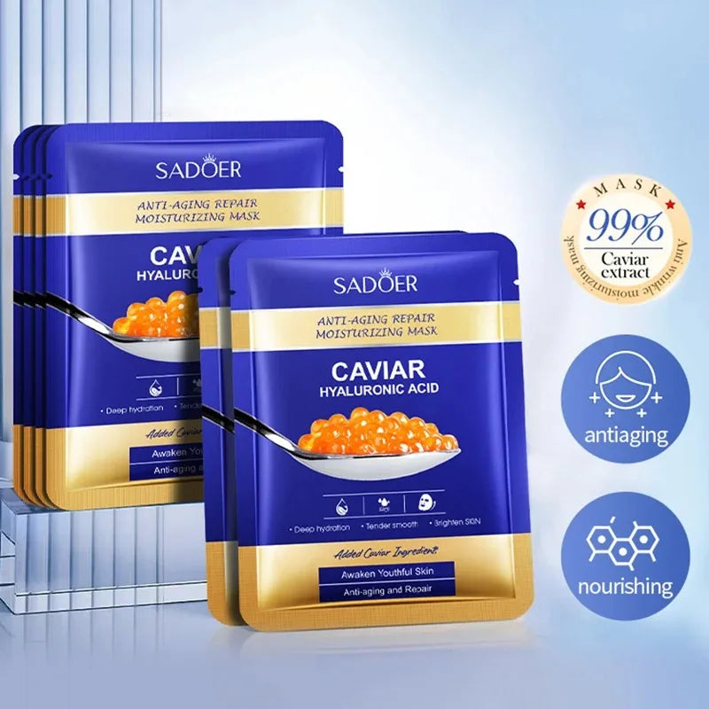 Sadoer Caviar & Hyaluronic Acid Face Masks – 5 Pack