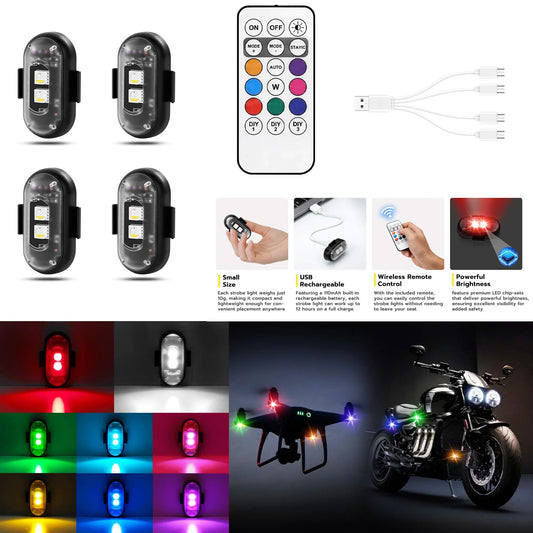 RGB LED Wireless Strobe Light – Drone, Motorcycle & Car LED Strobe Warning Light Oasis Select