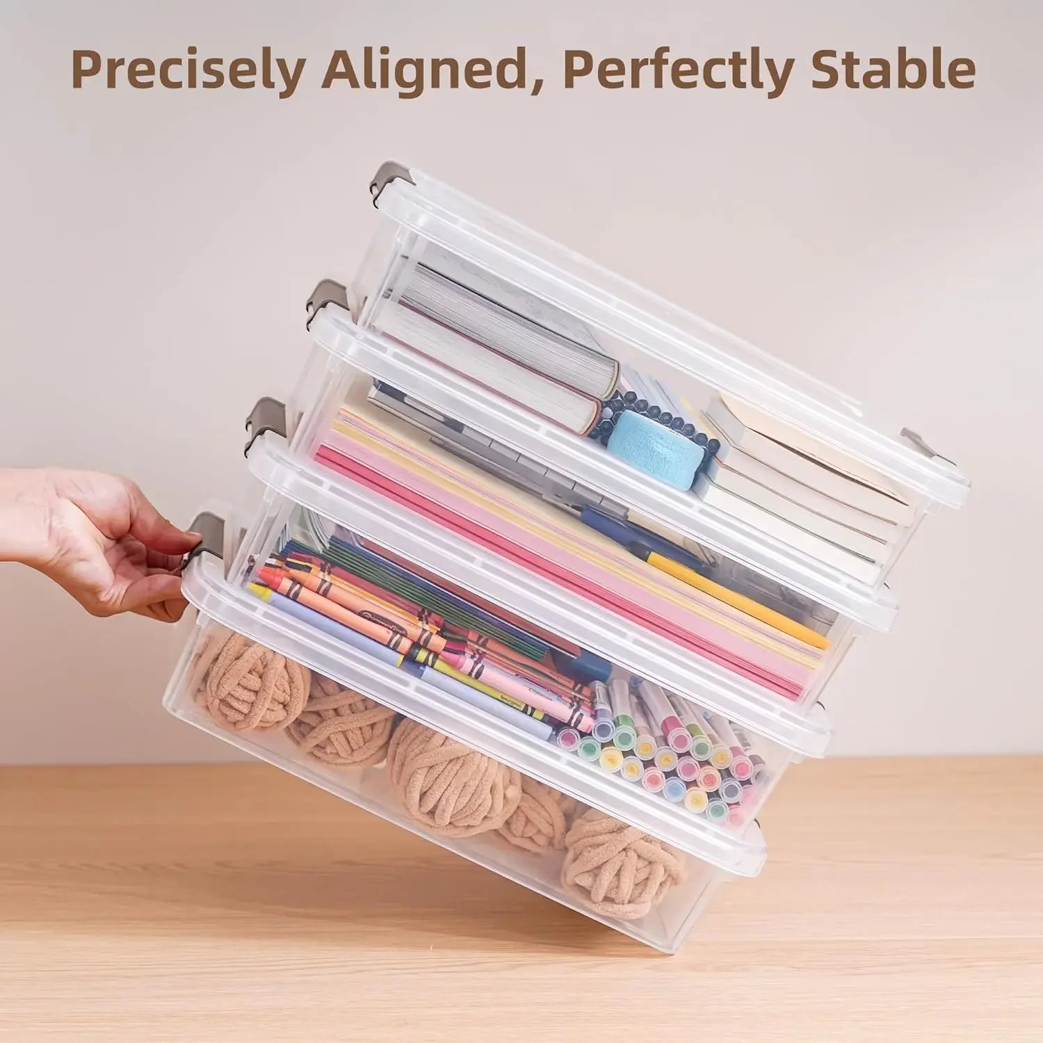 3-Pack Clear Plastic Storage Bins with Latching Lids, Stackable for A4 Paper, Photos, Documents - Portable Organizer Peaceful Pleasures Health and Wellness