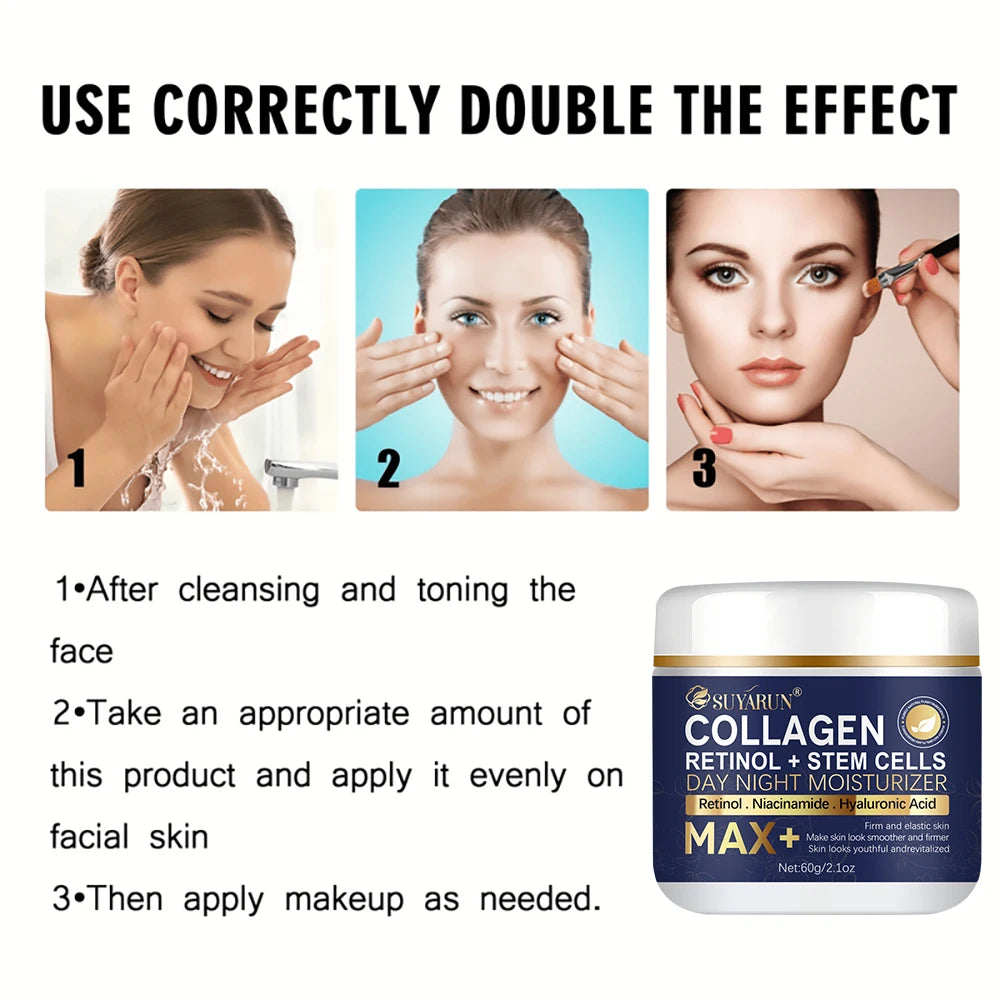 SUYARUN Anti-Aging Retinol Collagen Stem Cell Face Cream - Firming Hydrating Moisturizer Reduces Wrinkles & Fine Lines, All Skin Peaceful Pleasures Health and Wellness