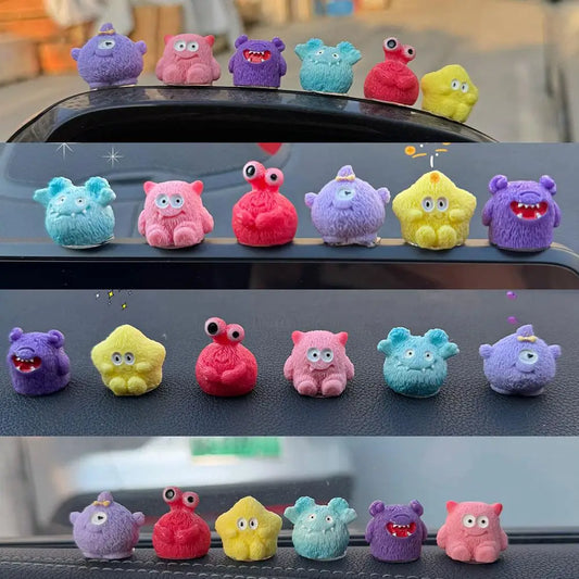 6/PCS Colorful Car Mini Ornament Decorative Supply Electric Car Decoration Figurine Center Console Rearview Mirror Auto Interior Peaceful Pleasures Health and Wellness