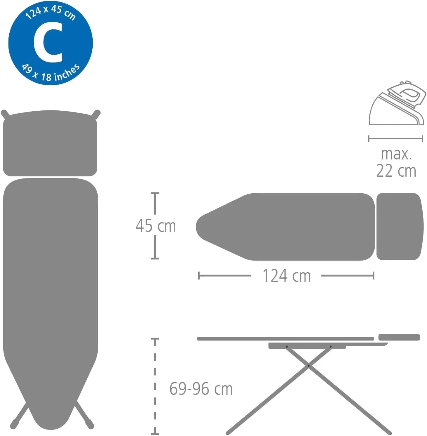 49 x 18 Inch Ironing Board Cover with Durable Foam and Metalized Cotton for Fast Ironing Peaceful Pleasures Health and Wellness
