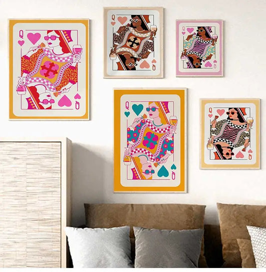 Queen of Hearts Leopard Canvas Wall Art | Dorm Room Decor Canvas Wall Art Peaceful Pleasures Health and Wellness