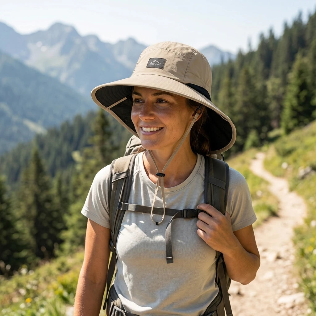 UPF50+ Sun Protect Hat Wide Brim UV Blocking for Outdoor Activities Peaceful Pleasures Health and Wellness